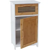 Mendler Kommode HWC-A85, Badezimmerkommode Badschrank Bambus, 71x40x31cm weiß