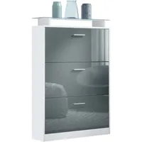Vladon Schuhschrank, Grau, Holzwerkstoff, 89x128x23 cm, Garderobe, Schuhaufbewahrung, Schuhschränke
