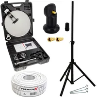 PremiumX Camping Satelliten-Anlage Mobile Satellitenschüssel SAT TV Single LNB
