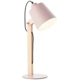 Lightbox skandinavische Schreibtischlampe - 44 cm Höhe - Tischleuchte mit Schalter & schwenkbarem Kopf - E27, max. 30 W - aus Metall/Holz - in Pink Matt