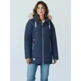 Dry Fashion Damen Steppmantel Wintermantel Göteborg - Winterjacke Steppjacke Winter Mantel für Frauen Atmungsaktiv Gefüttert in Navy Größe 38 - 38