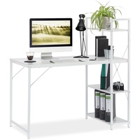 Relaxdays Schreibtisch, weiß rechteckig, 4-Fuß-Gestell weiß 120,0 x 62,0 cm,
