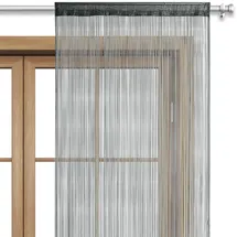 Wometo Fadenvorhang Türvorhang Fäden 90x245 dunkelgrau - Stangendurchzug OEKO-TEX kürzbar waschbar uni einfarbig in vielen bunten Farben