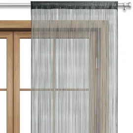 Wometo Fadenvorhang Türvorhang Fäden 90x245 dunkelgrau - Stangendurchzug OEKO-TEX kürzbar waschbar uni einfarbig in vielen bunten Farben