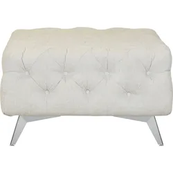 Polsterhocker LEONIQUE "Amaury", beige, B:80cm H:45cm T:80cm, Struktur (100% Polyester), Samtoptik (100% Polyester), Hocker, Chesterfield-Optik, Breite 80cm, Fußfarbe wählbar