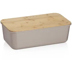 KELA Brotkasten Brottopf APART hellgrau 37,8 x 21,2 cm Deckel aus Bambusholz