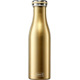 LURCH 240853 Isolierflasche/Thermoflasche für heiße und kalte Getränke aus doppelwandigem Edelstahl 0,5l, gold-metallic