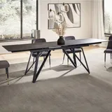 FineBuy Esstisch FineBuy Esszimmertisch 180 - 260 cm Ausziehbar Keramik Keramiktisch - Schwarz