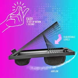 ngs LAPNEST - Multifunktionaler und ergonomischer Laptopständer für Laptops bis zu 15,6" mit gepolsterter Basis, verstellbar in 8 Höhenstufen