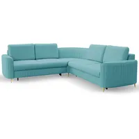DomoHome Ecksofa, Türkis, Textil, Rechteckig, 252x251 cm, Wohnzimmer, Sofas & Couches, Wohnlandschaften, Ecksofas