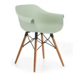 Niehoff Tulip Schalensessel, Sitzschale pastel green, Gestell Eiche mit Metallstreben schwarz