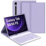 Bettdow für Samsung Galaxy Tab S10 FE 10.9" 2025 Tastatur Hülle, Deutsch QWERTZ Layout Abnehmbarer Tastatur mit Hülle für Galaxy Tab S10 FE/Tab S9 FE 10.9 Zoll/Tab S9 11 Zoll, Lila