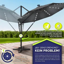 tillvex Premium Alu Sonnenschirm 330 x 330 cm Anthrazit
