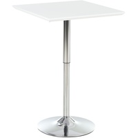 Homcom Bartisch Bistrotisch Pub Höhenverstellbarer Quadratischer Stehtisch Tisch Stahl Weiß 60 x 60 x 69-92