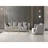JVMöbel Grau Luxus 2tlg Wohnzimmer Set Sofa 3-Sitzer Sessel modernes Design Couch