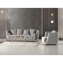 JVMöbel Grau Luxus 2tlg Wohnzimmer Set Sofa 3-Sitzer Sessel modernes Design Couch