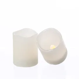 MARELIDA LED Kerzenset Mini Echtwachs flackernd mit Batterien H: 6cm D: 5cm 2St