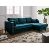 best mobilier Anna Ecksofa mit schlaffunktion – mit bettkasten – 4-sitzer – moderner stil – rechts entenblau