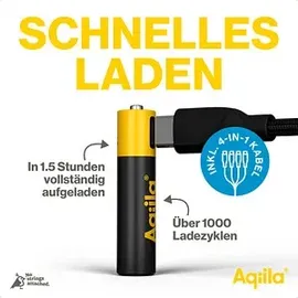 aqiila AAA USB-C® Akku Li-Ion 600 mAh 1.5 V 4 Stück,