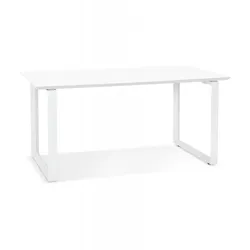 Büroschreibtisch Chef GIMINI Holz Metall | Großer Chefschreibtisch Weiß | Schreibtisch Modern Gerade | Minimalistisches Design | Kadima Design