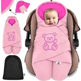Kidiz KIDIZ® Baby Einschlagdecke Babyschale Winter Herbst Babydecke mit Kapuze & Tasche Universal Fußsack kompatibel mit Maxi-Cosi, Römer, Buggy, Kinderwagen & Autositz isolierend gegen Wind, Nässe & Kälte