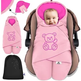Kidiz KIDIZ® Baby Einschlagdecke Babyschale Winter Herbst Babydecke mit Kapuze & Tasche Universal Fußsack kompatibel mit Maxi-Cosi, Römer, Buggy, Kinderwagen & Autositz isolierend gegen Wind, Nässe & Kälte