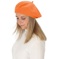 halsüberkopf Accessoires Baskenmütze Filzbaske modische Baskenmütze aus reinem Wollfilz orange