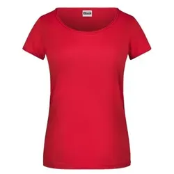 Damen T-Shirt Rollsaum 8001, rot, Größe XS - rot - XS