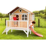 Axi Spielhaus Stef 349 x 233 x 212 cm Braun-Weiß mit Roter Rutsche
