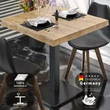 GGM Möbel PMD | Bistro Baumkanten Tisch | Quadratisch | 70 x 70 x 77 cm | Eiche / Schwarz