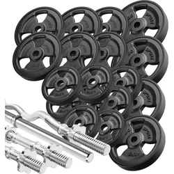 Krafttrainings-Set: Langhantel, SZ-Curlstange & Hantelscheiben 113kg - Marbo Sport