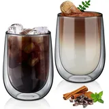 LuxusKollektion Latte-Macchiato-Glas Doppelwandige Kaffeegläser 350ml Latte Macchiato 2er Set Schwarz