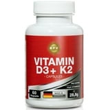 Vitamin D3 + K2 Kapseln Hochdosiert D3 = 25,0 μg (500%) - K2 = 10,0 μg (13%)