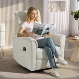 Homcom Relaxsessel Chenille 78 x 105 x 91 cm Cremeweiß elektrisch mit Liegefunktion