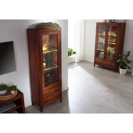 Massivmoebel24 Vitrine Brooklyn 60 x 40 x 178 cm Braun
