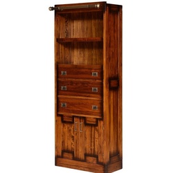 Casa Padrino Stauraumschrank Casa Padrino Luxus Vintage Stil Bücherschrank Braun / Messing 70 x 34 x H. 185 cm – Massivholz Wohnzimmer Schrank – Büro Schrank – Wohnzimmer Möbel – Büro Möbel – Luxus Vintage Stil Möbel