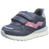 GEOX J FASTICS Girl Sneaker, Navy/Coral, 35 EU