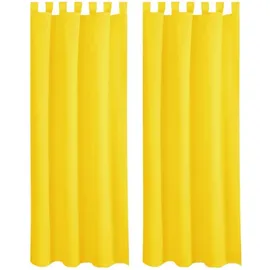 BestLivings 2er Set Dekoschal mit Schlaufe, inkl. Raffhalter & Haken, gelb in 140x145 cm