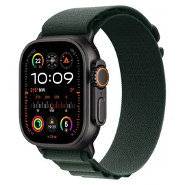 Apple Watch Ultra 2 GPS + Cellular 49 mm Titangehäuse schwarz, Alpine Loop Armband dunkelgrün L