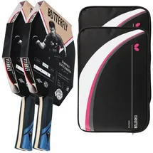 Butterfly Dimitrij Ovtcharov Platin 2 x Tischtennisschläger + 2 x Tischtennishülle Drive Case II | Tischtennisschlägerset | Profi Set