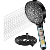 Cobbe Filter Duschkopf mit Schlauch, 6 Strahlarten Schwarz