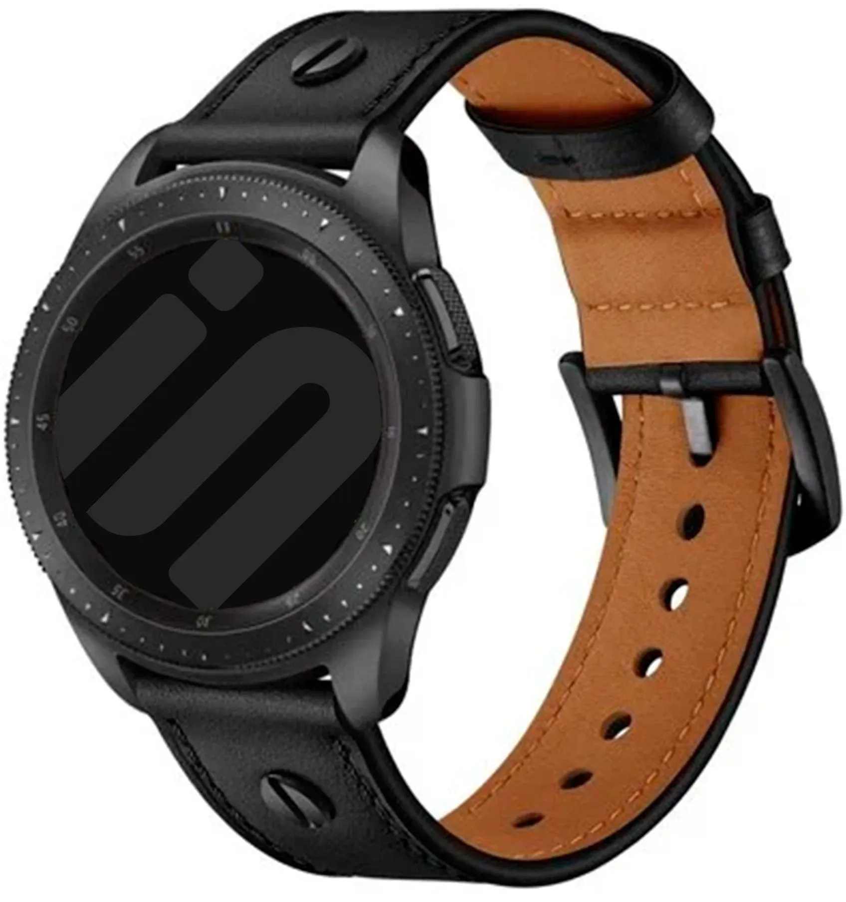Strap-it Realme Watch S (Pro) Armband Leder für Realme Watch S  - Schwarz - Schnallenverschluss
