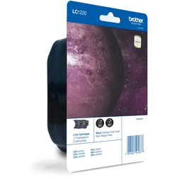 Tintenpatrone LC-1220BK Twin Pack für Brother Drucker, schwarz, für ca. 300 Seiten je Patrone
