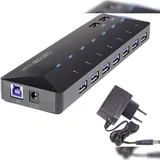 Renkforce 7+2 Port USB 3.2 Gen 1-Hub (USB 3.0) mit Schnellladeport, mit Status-LEDs Schwarz