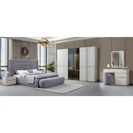 JVmoebel Komplettes Schlafzimmer Set Doppelbett Holzschrank Schminktisch