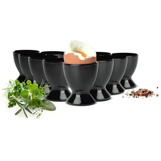 Sendez 6 Schwarze Eierbecher aus Glas Eierständer Eierhalter Glaseierbecher