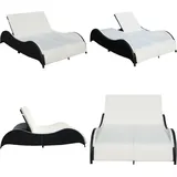 Doppel-sonnenliege Mit Auflage Poly Rattan Schwarz - Gartenmöbel - Sonnenliege - Rattan Möbel - Outdoor Möbel - Pool Lounge Chair - Home & Living