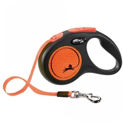 Flexi New Classic Neon Gurt-Roll-Leine - S / Orange