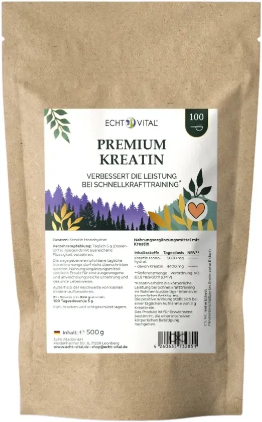 Premium Kreatin Pulver (500 g) - Echt Vital