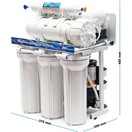 Naturewater NW-RO400-E2 Umkehrosmoseanlage 1500 L/Tag, 5-stufiges Trinkwasser Filtrationssystem, Osmose System mit Druckerhöhungspumpe